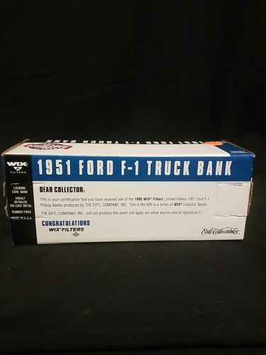 Vtg. ERTL 1951 Ford F-1 Truck Bank, "Wix Filters," Die-Cast Metal, #2305 - Picture 13 of 16