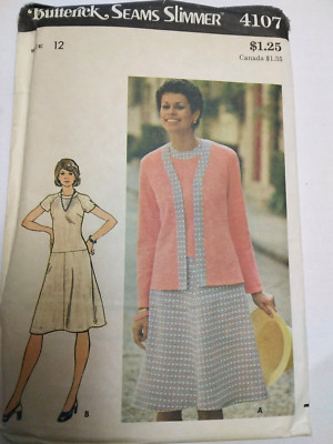 Jacket Cardigan Dress Pullover 12 Butterick 4107 Sewing Pattern UC FF VTG 80s
