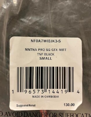 North Face Montana Pro SG GTX GORE-TEX Mitts Black Small New