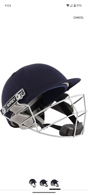 NEW SHREY Star Steel Cricket Helmet w mask, Small 55-58 cm, Navy (no chin strap)