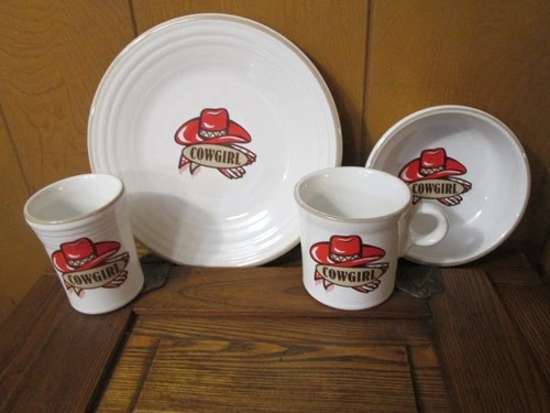 Fiestaware COWGIRL 4 piece setting discontinued cow girl western Fiesta