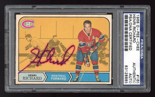 1968 O-Pee-Chee #165 Henri Richard PSA/DNA PSA Stanley Cup Champ HQ Auto & Card