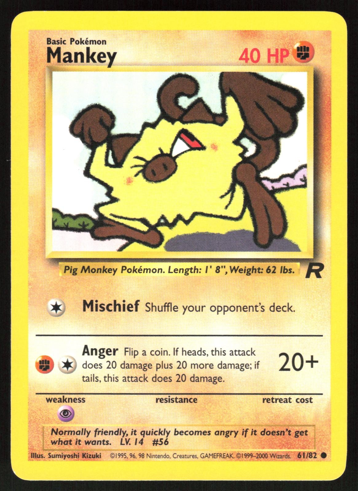 POKEMON MANKEY TEAM ROCKET 61/82 UNLIMITED COMMON HP