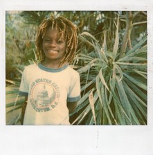 VINTAGE POLAROID PHOTO HAPPY AFRICAN AMERICAN BOY ISLAND LIFE DREADLOCKS PORTRAI