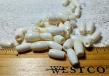 1/2 Inch Buffalo Bone/Horn Hairpipe Beads - White - Pack Of 50
