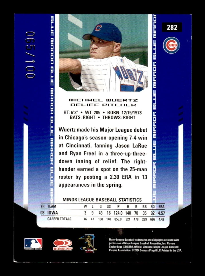 2004 Leaf Certified Materials #282 Michael Wuertz Mirror Autograph Blue #/100 - Image 2 of 2