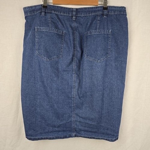 Autograph Size 18 Blue Denim Skirt MIDI Stretch Zip Fly 41" Waist - Picture 5 of 9
