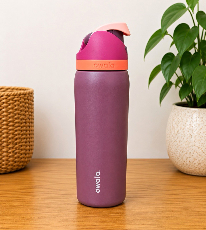 Owala FreeSip 32 fl oz Stainless Steel Bottle Flip Lock Lid Purple/Pink