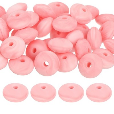 50Pcs 12mm Silicone Lentil Beads, Loose Abacus Bead for DIY (Snow Pink)