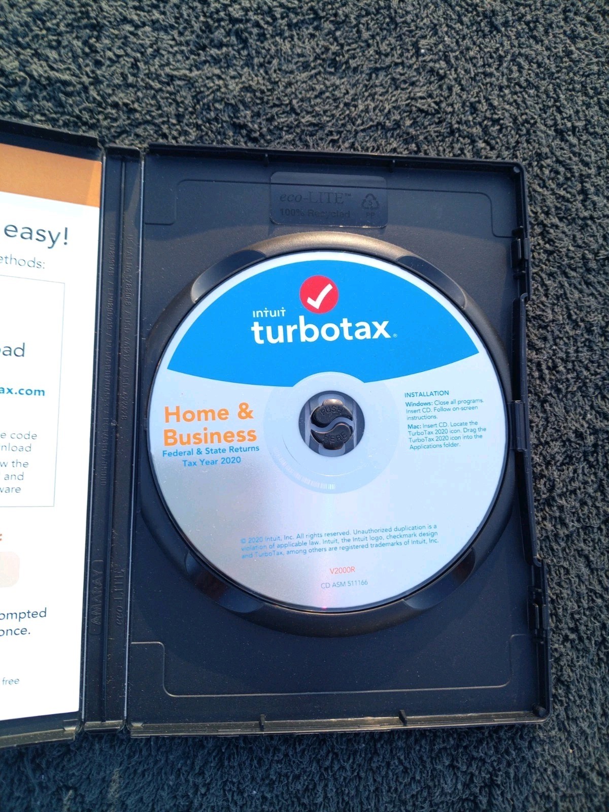 Intuit TurboTax 2020 Home & Business Personal + Self-Employed VG w/Code