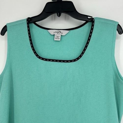 Ming Wang Strick Camisole Tanktop türkis grün eckiger Ausschnitt Größe PM Petite - Bild 2 von 7