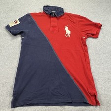 Polo Ralph Lauren Big Pony Yacht Club Polo Shirt Mens M Red Navy Custom Fit