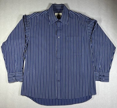 Men s Pierre Balmain Paris Easy Care Striped Button Down Shirt Size Large 