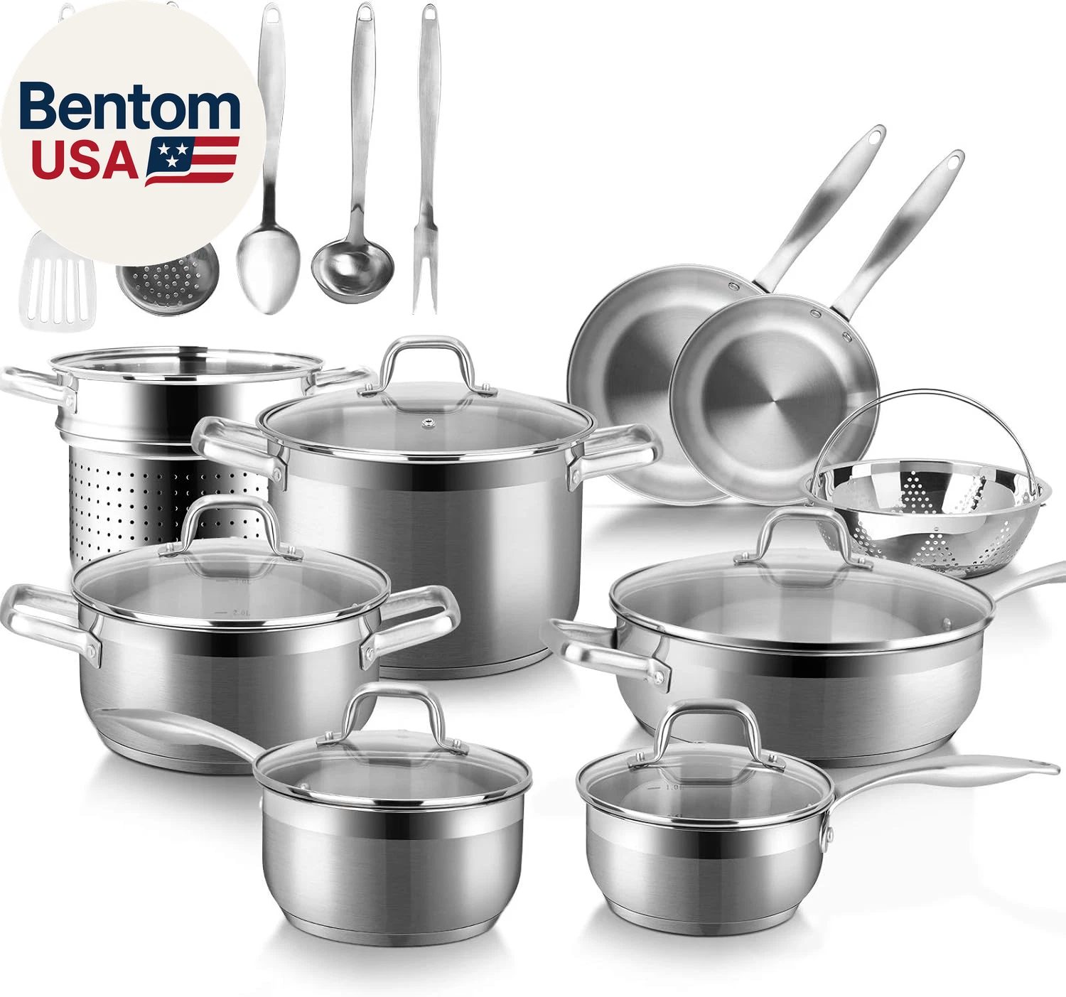 Professional Stainless Steel Induction Cookware Set, 19PC Kitchen Pots and Pans
Opens in a new windo
