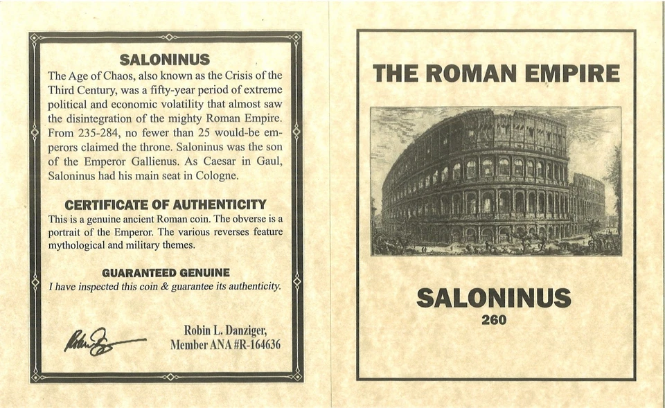Hormiga de plata romana rara de Saloninus NGC - (F) - Moneda antigua certificada Foto 2 de 2