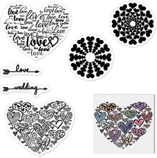 Valentines Love Hearts Background Clear Stamps for Card Making Journaling, Love