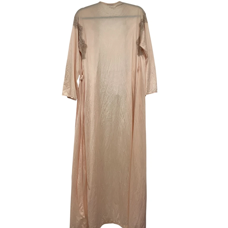 Vtg Diane Von Furstenberg Womens Nightgown Robe Peignoir Set Petite Peach Nylon - Image 4 of 4