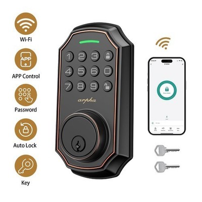 Arpha Smart Front Door Smart Lock WiFi Keypad Alexa Google App Control Auto Lock