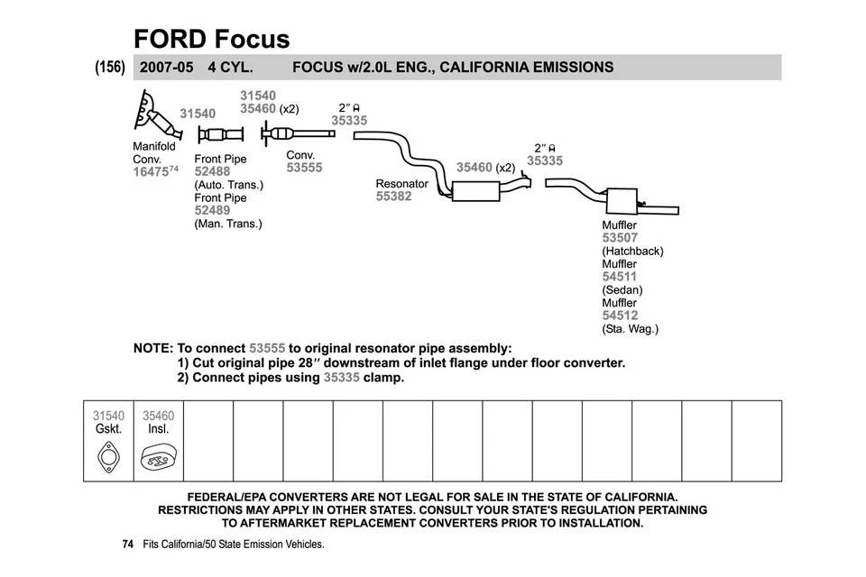 For Ford Focus 2003-2009 Walker 52488 Aluminized Steel Exhaust Front Pipe Foto 3 de 4
