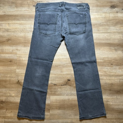 Jeans Diesel Hombres 36x30 Gris Oscuro Zatiny Bootcut Elástico Denim Italia Thrash 0864A - Imagen 3 de 14