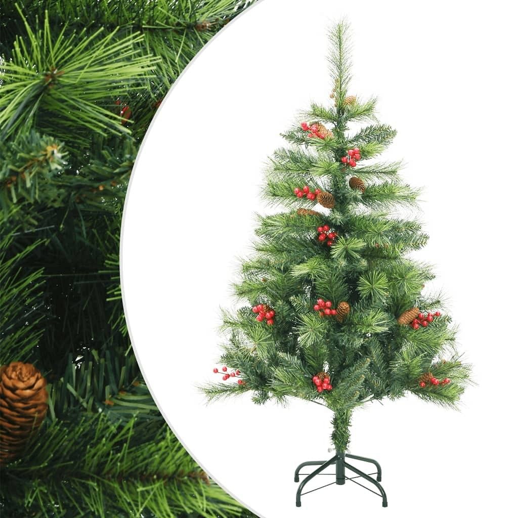 Hinged Artificial Christmas Tree with Green PVC and Metal Inlays