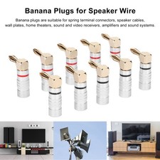 10x Banana Plugs 24K Copper Gold Plated Aluminum Case Right Angle Banana Plu
