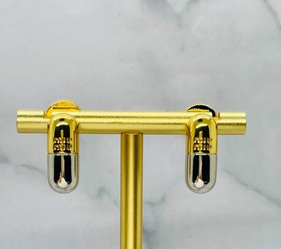 MIU MIU Gold & Silver Tone Pill Earrings - Pre owned / MB6072
