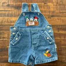 Vintage Disney Baby Mickey, Donald, Goofy  Pluto Denim Overalls - Size 6-9M