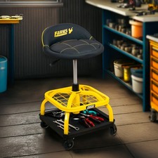 Werkstattstuhl Drehhocker Mit Rückenlehne 150 kg Belastbar Höhenverstellbar