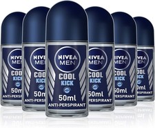 Pack of 6 NIVEA MEN Cool Kick Anti-Perspirant Deodorant Roll on (6 x 50 Ml)