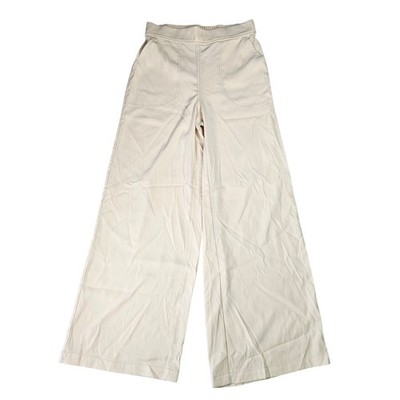 Maxstudio Cream High Waisted Wide Leg Trousers Pull On Elastic Waist Women's S