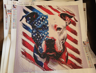 Diamond Art Patriotic Bald Eagle Dog American Flag Diamond Painting Wall Hanging
