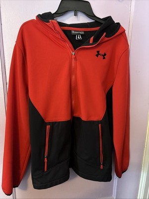 under armour Boys Hooded Athletic Jacket Red & Black Size YXL