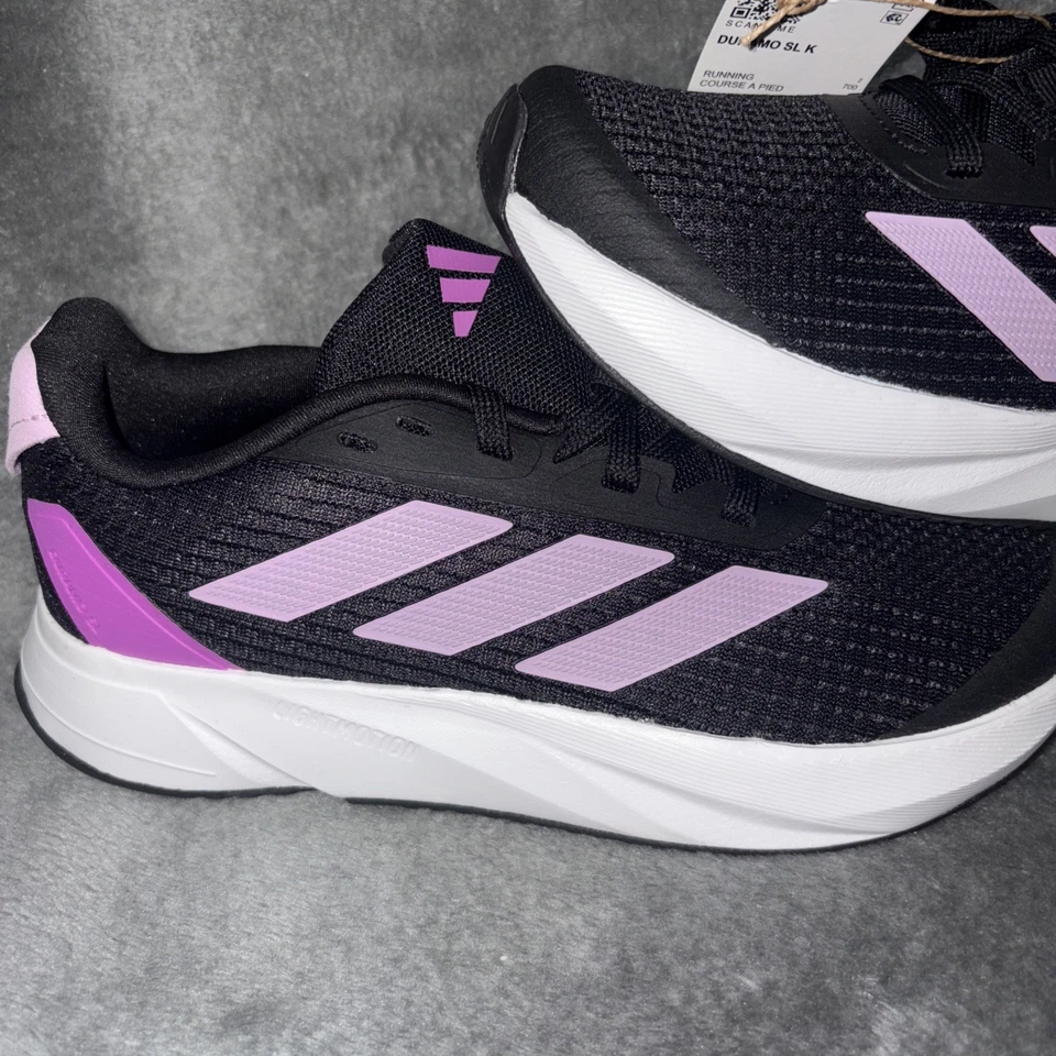 NUEVO Adidas Duramo SL K Power Negro Púrpura Niños Preescolar Correr ID9137 talla 2.5 Foto 3 de 4