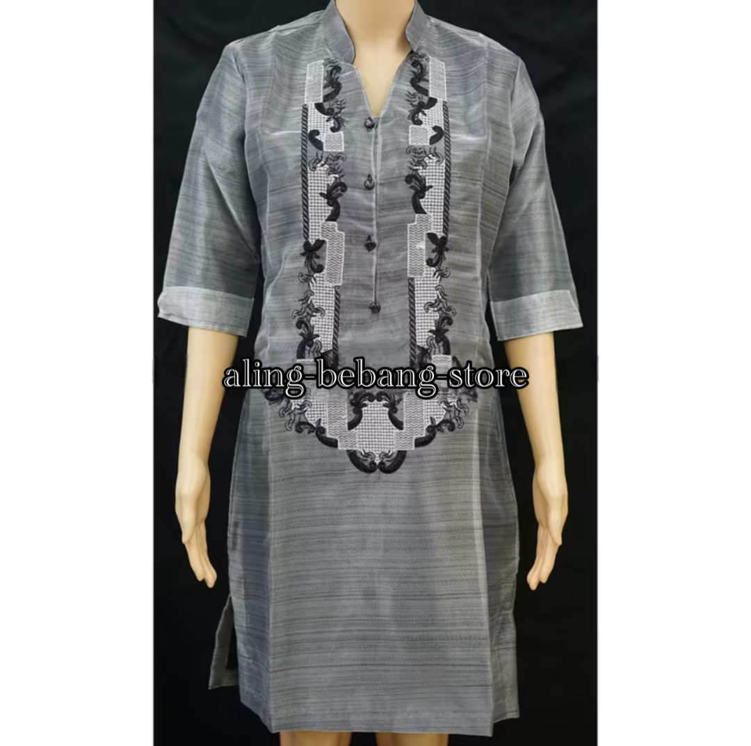 Filipiniana Ladies Barong High Quality (Gray) BUY 3 GET 1 FREE