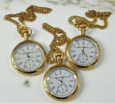 Lot of Three Elgin Brass Pocket Watches Antique Collectible Vintage Style Gift