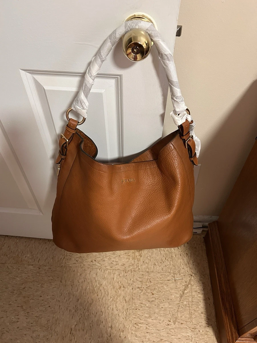 PRADA Brown Leather Shoulder Bags for Women for sale | eBay