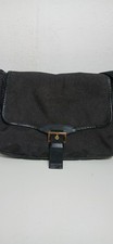 Borbonese borsa tracolla uomo nera pelle e tela, patta fibbia, 30x24 cm a pois