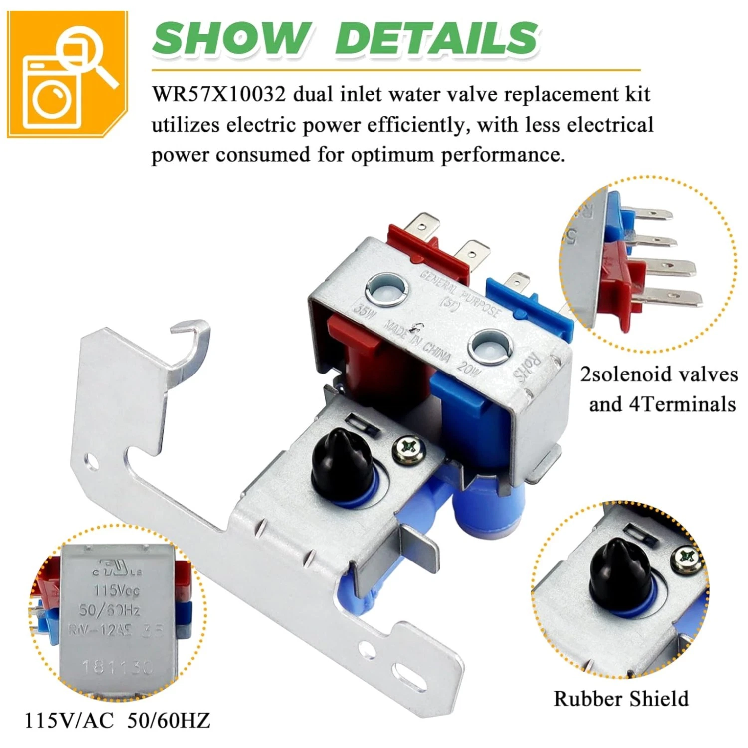 WR57X33326 Water Inlet Valve for GE Hotpoint Refrigerator
Opens in a new window or tab