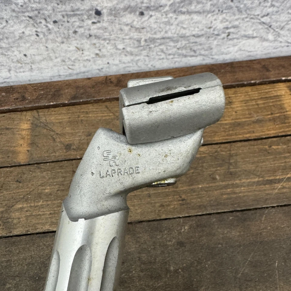 Tija de sillín vintage SR Laprade 26,6 mm aleación plateada hecha en Japón estriada C-86 Foto 2 de 4
