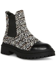 Steve Madden Mayslie Chelsea Women's US 10 Black White Boucle Ankle Boots TZP594