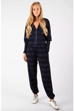 Hale Bob Astrid Lurex Hoodie Jogger Matching Set Navy Blue Womens Size Small