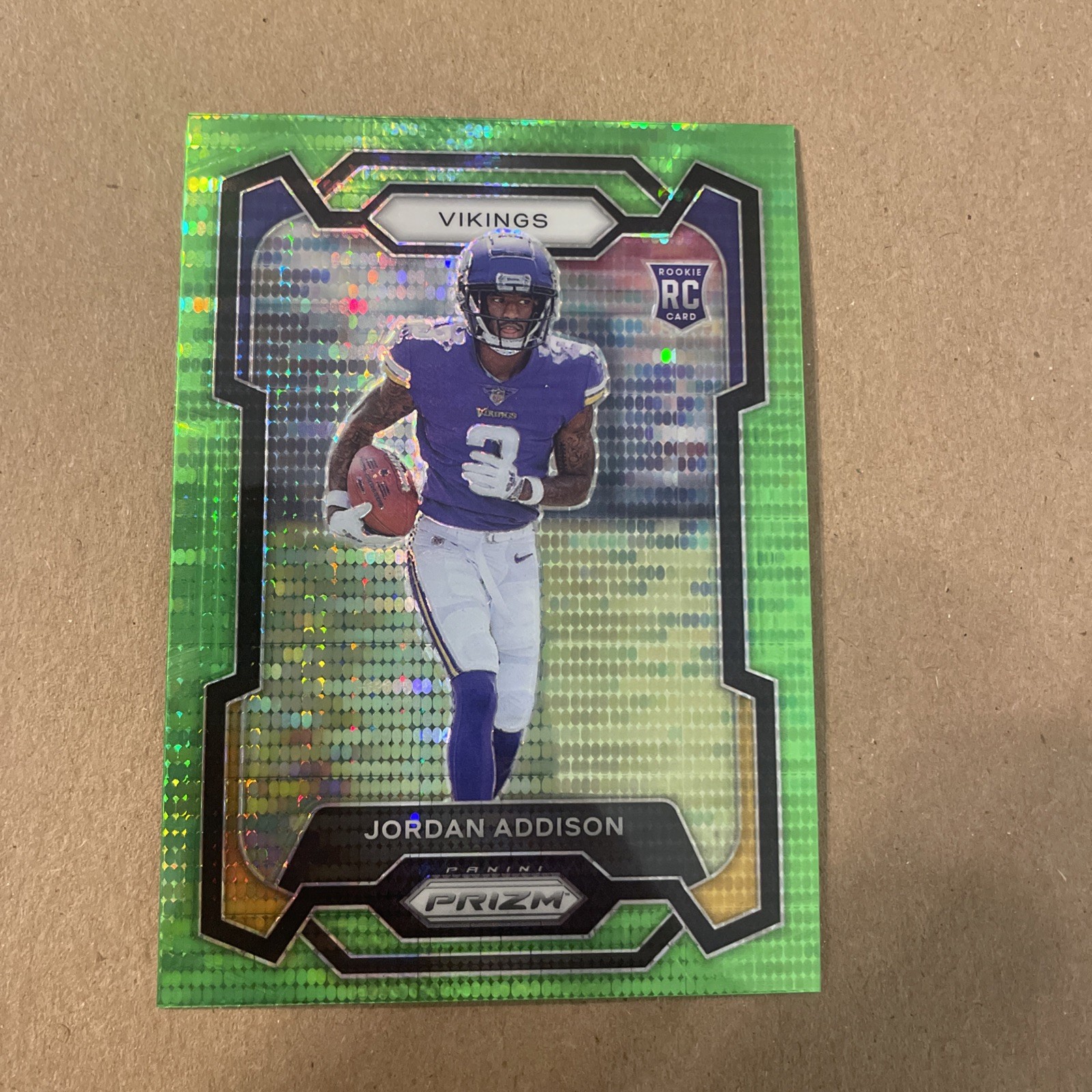 2023 Panini Prizm - Rookies Jordan Addison #368 Neon Green Pulsar Prizm (RC)