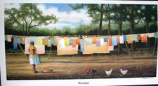 ARTHELLO BECK JR 'Washday' signed 11" x 21" art print!