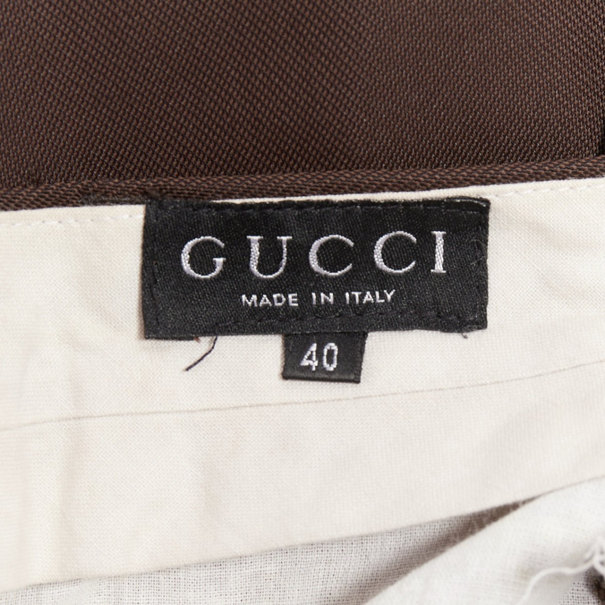 GUCCI Tom Ford chocolate brown curved pocket high waist flare