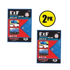 6 Ft. X 8 Ft. Blue Light Duty Poly Tarps with Grommeted Corners (2-Pack)