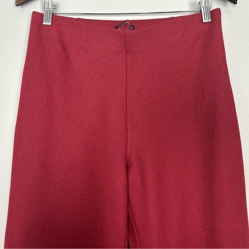 Eileen Fisher Felted Wool Wide-Leg Pant Women’s Size S Side Zip Quiet Luxury Red - Picture 3 of 9