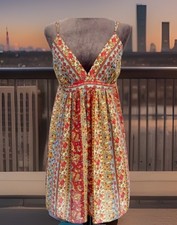 Oscar de la Renta Women Size Large Pink Label Babydoll Dress Floral Paisley Boho