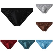 Ice Silk Men's Low-Rise Briefs Satin Texture Breathable Underpants M 2XL