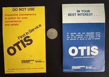 Vintage Decals Otis Elevator Maintenance Stickers Lot Of 2